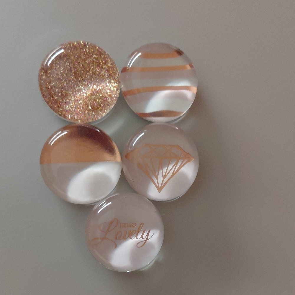 Set of 5 Rose Gold Accent Magnets
